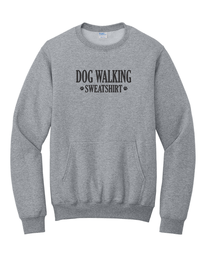 Dog Walking Embroidered Pocket Crewneck Sweatshirt