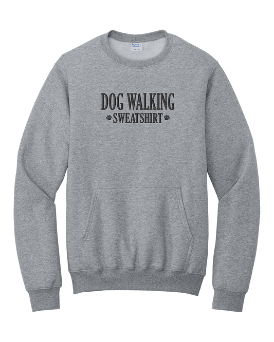 Dog Walking Embroidered Pocket Crewneck Sweatshirt