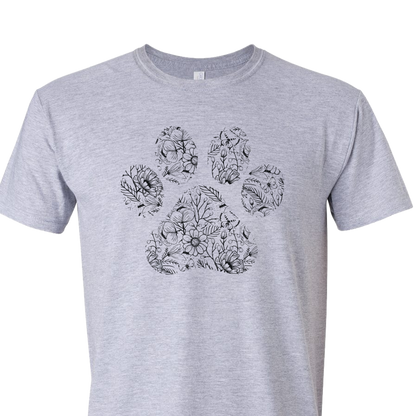 Floral Dog Paw - Short Sleeve Tshirt