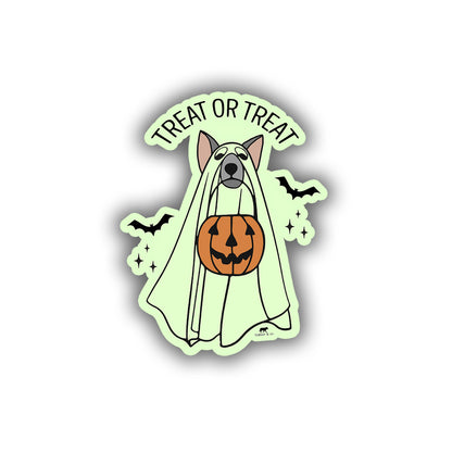 Glow in the Dark - Ghost Dog - Treat or Treat Halloween Sticker