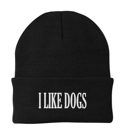 I LIKE DOGS Embroidered Beanie – Dog Lover Winter Hat