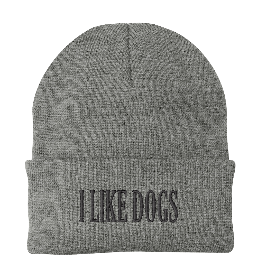 I LIKE DOGS Embroidered Beanie – Dog Lover Winter Hat