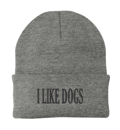 I LIKE DOGS Embroidered Beanie – Dog Lover Winter Hat