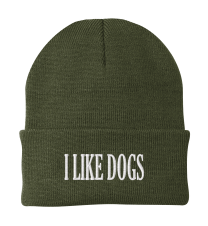 I LIKE DOGS Embroidered Beanie – Dog Lover Winter Hat