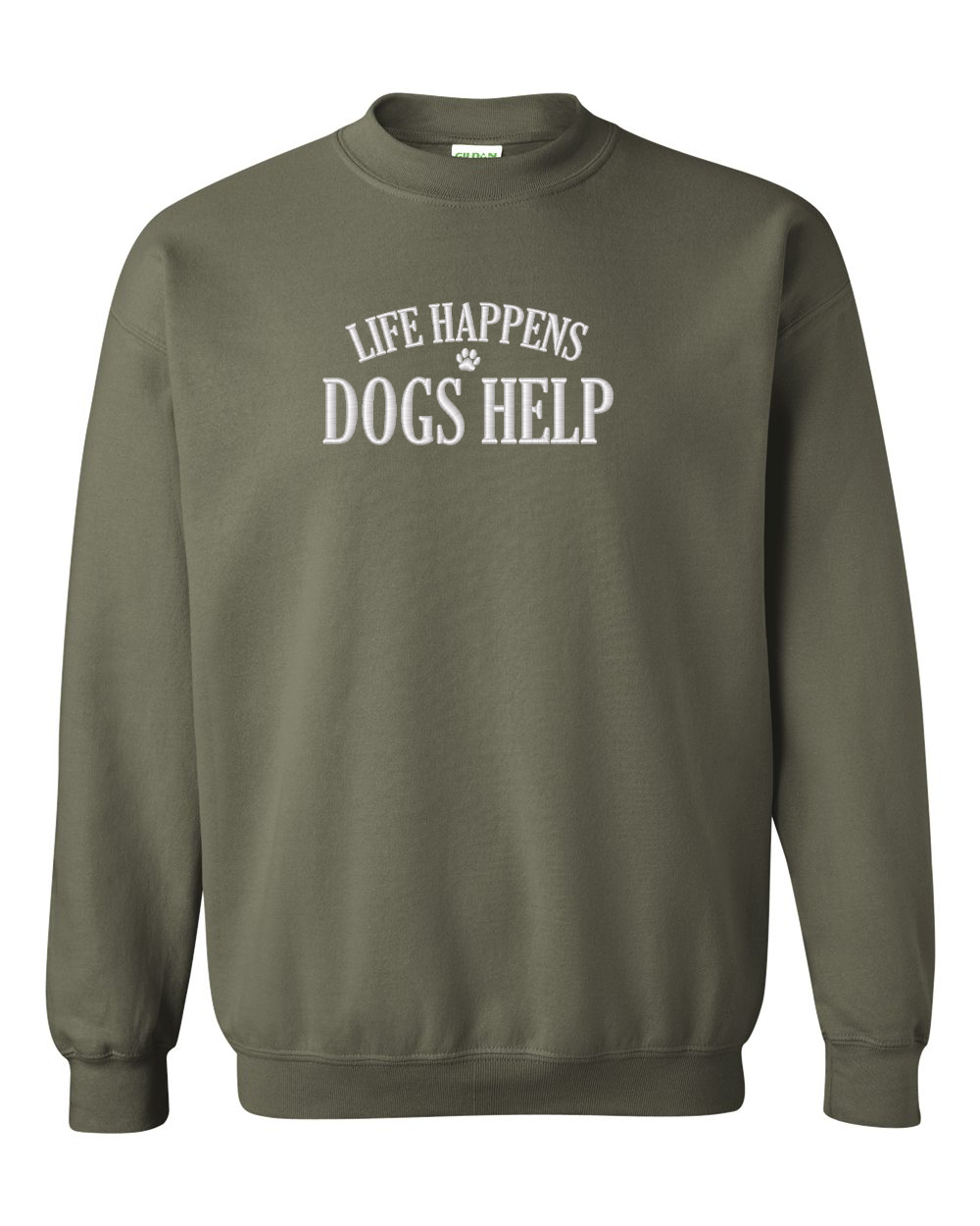 Life Happens Dogs Help Embroidered Crewneck Sweatshirt