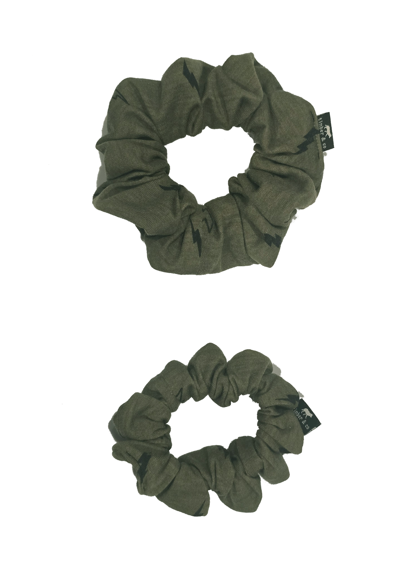 Olive Green Lightning Bolt Knit Scrunchie