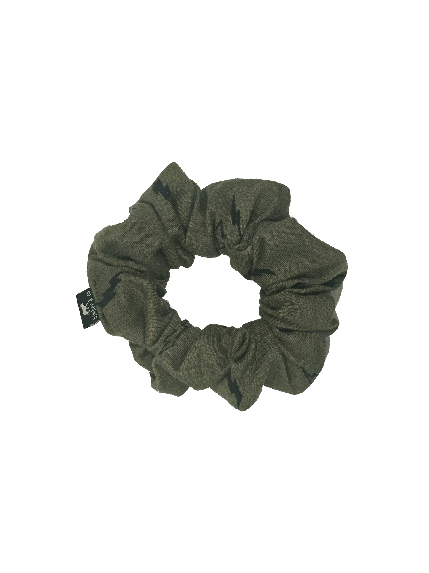 Olive Green Lightning Bolt Knit Scrunchie