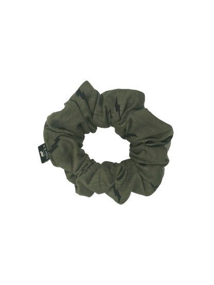Olive Green Lightning Bolt Knit Scrunchie