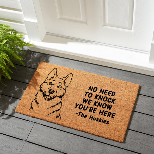 No Need To Knock - Huskies - Coir Doormat