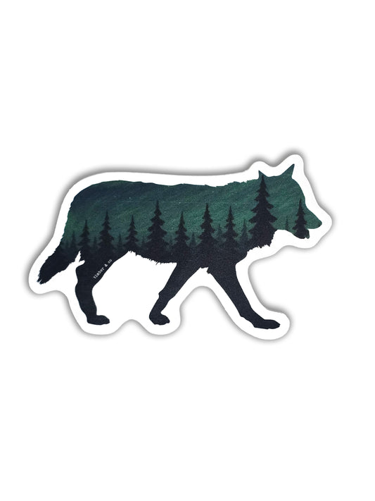 Northern Lights Wolf Sticker