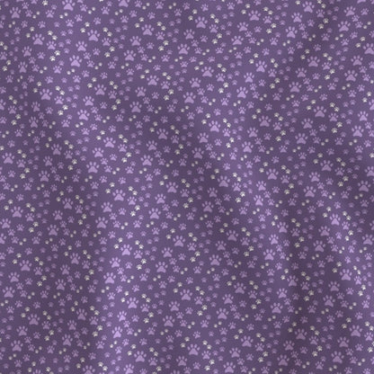 Purple Paw Prints Satin Scrunchie
