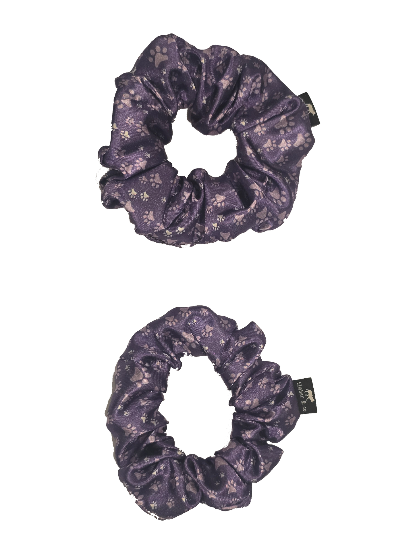 Purple Paw Prints Satin Scrunchie