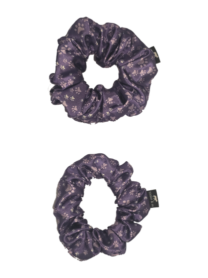 Purple Paw Prints Satin Scrunchie