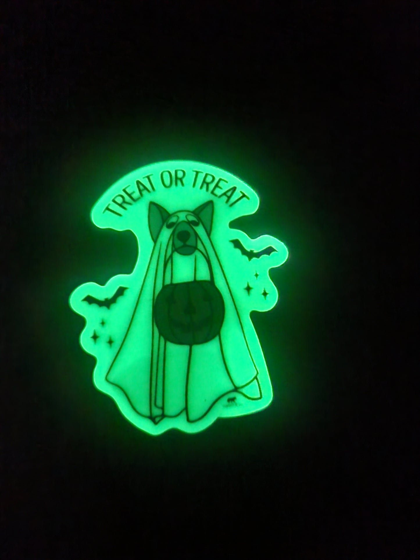 Glow in the Dark - Ghost Dog - Treat or Treat Halloween Sticker