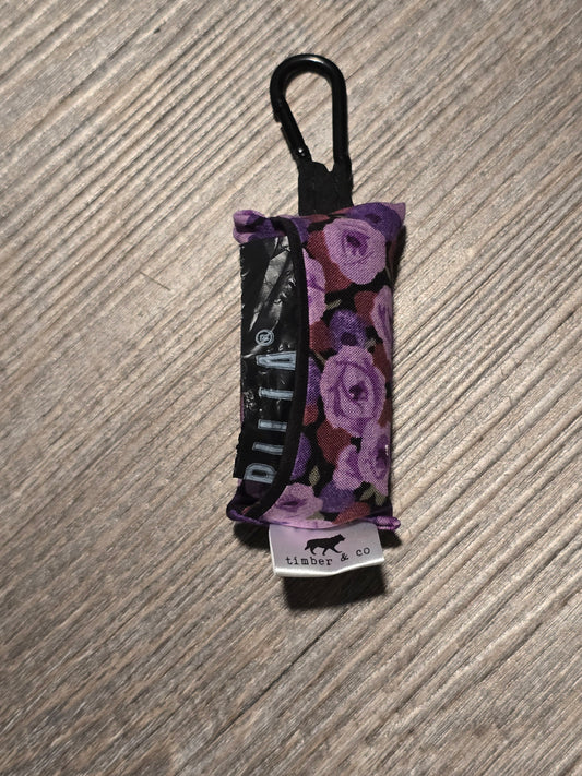 Purple Flowers Poop Bag Holder