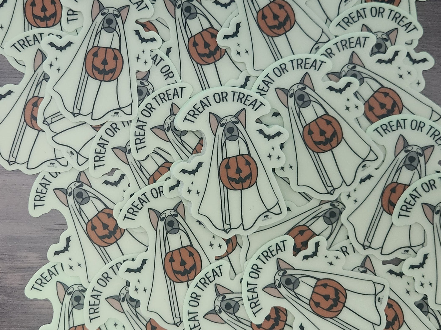 Glow in the Dark - Ghost Dog - Treat or Treat Halloween Sticker