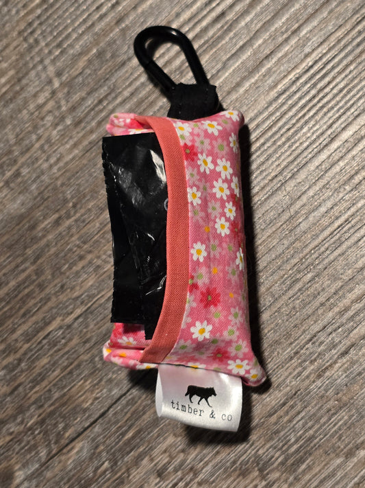 Pink Daisy Poop Bag Holder