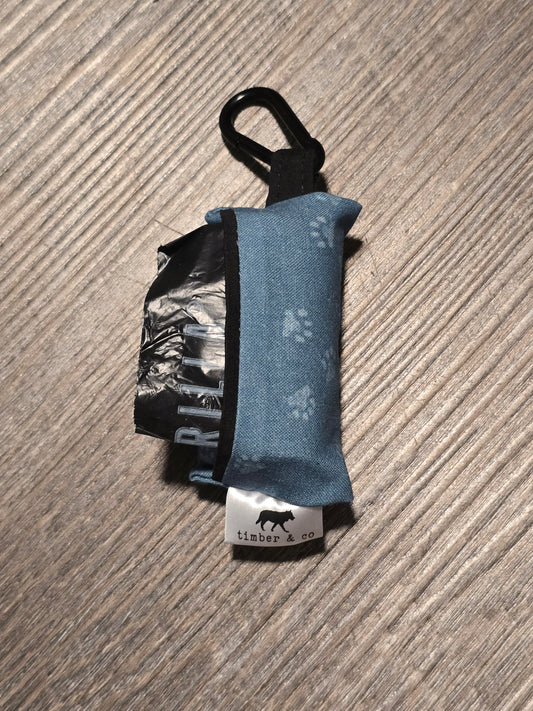 Blue Paw Prints Poop Bag Holder
