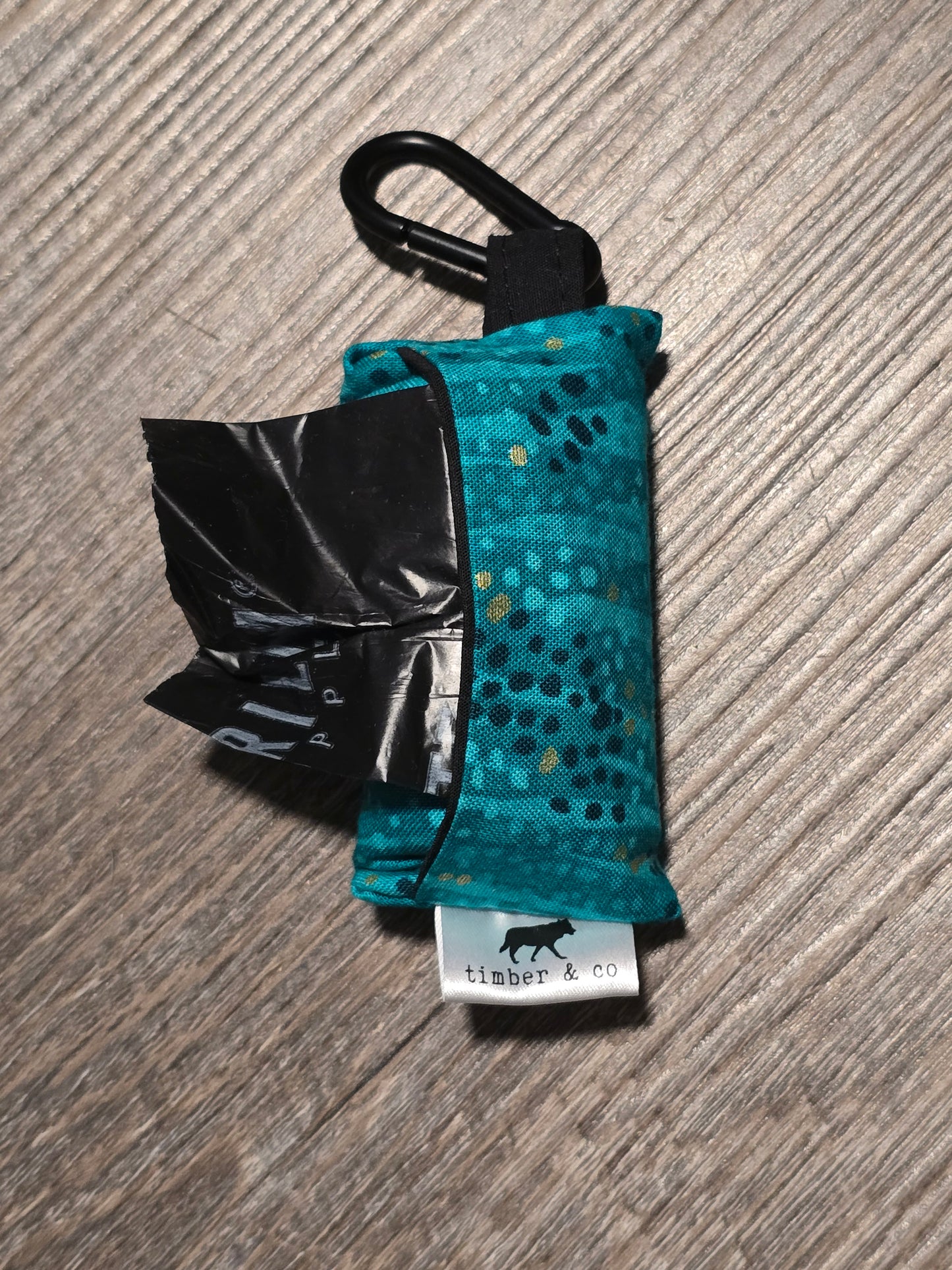 Teal Dots Poop Bag Holder