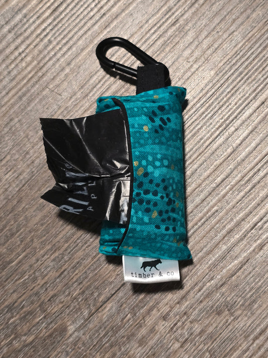 Teal Dots Poop Bag Holder