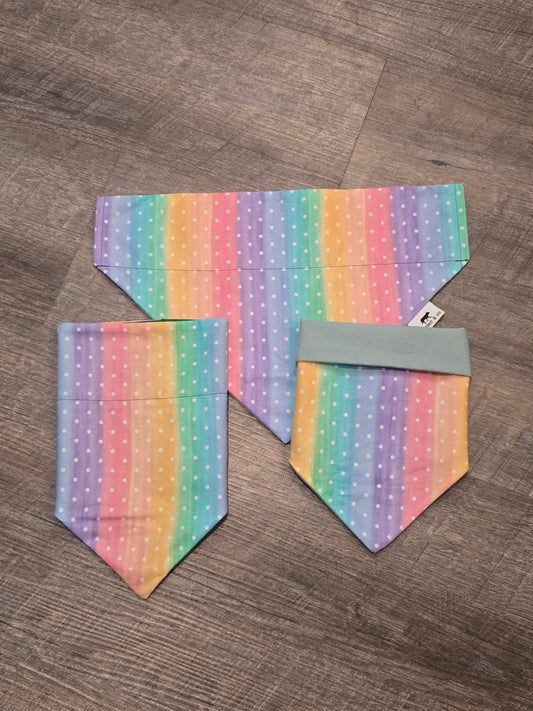 Polka Dot Rainbow - Over the Collar Doggie Bandana