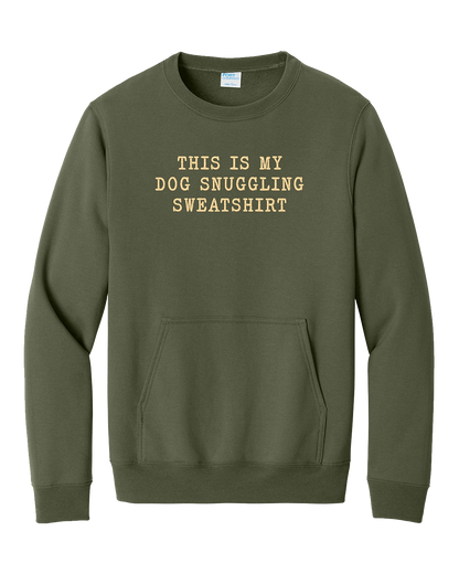 Dog Snuggling Embroidered Pocket Crewneck Sweatshirt